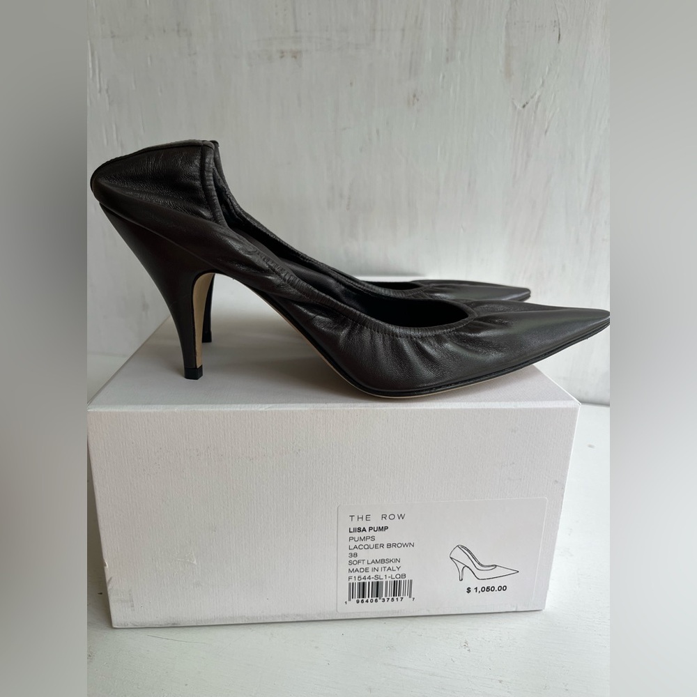 THE ROW Liisa Pointed Toe Pump - Laquer Brown 38 - Picture 12 of 15